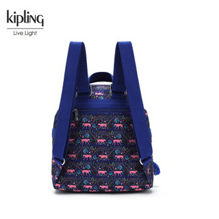 Kipling凯浦林官网2018新款K71532轻便休闲学院风双肩背包 粉色猴子丛林印花
