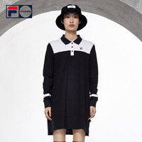 FILA FUSION斐乐 2019 F系列女潮牌连衣裙女春季新品休闲时尚翻领长袖女裙 深黑-BK 165/84A/M