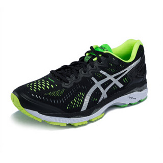 ASICS亚瑟士跑步鞋男运动鞋透气舒适跑鞋GEL-KAYANO 23 T646N-5809 黑色/银色/黄色 41.5