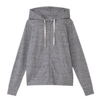 无印良品 MUJI 女式 棉混 拉链连帽衫 浅灰色 L