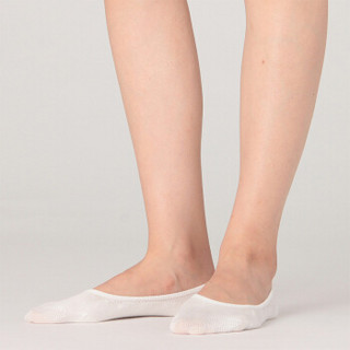 无印良品 MUJI 女式 棉混宽脚尖不易滑落隐形船袜 米白色 23-25cm
