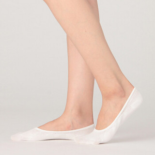 无印良品 MUJI 女式 棉混宽脚尖不易滑落隐形船袜 米白色 23-25cm
