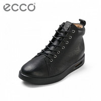 ECCO爱步高帮鞋男士休闲鞋保暖短筒皮靴 酷型271214 黑色27121401001 40