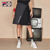 FILA (斐乐)2019 FUSION 系列女子梭织半身裙夏季新款裙子拼接条纹运动裙 深黑-BK 165/66A/M
