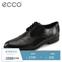 ECCO爱步男士皮鞋 新款商务正装牛皮男鞋 欧文顿 670814 黑色01001 41