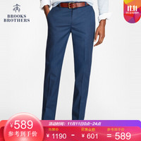 Brooks Brothers/布克兄弟男士Supima棉修身斜纹棉布微弹低腰长裤 B465-蓝色 3434