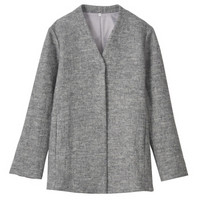 无印良品 MUJI 女式 法国羊毛混针织 夹克衫 灰色 S