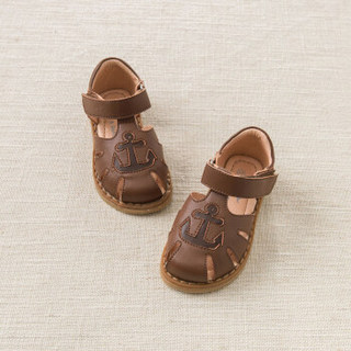 davebella戴维贝拉夏装新款男童儿童魔术贴凉鞋 幼儿宝宝镂空凉鞋 棕色 160(鞋内长16.0cm)