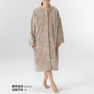 无印良品 MUJI 女式 保暖细纤维毛毯家居服 睡裙 浅米色 L