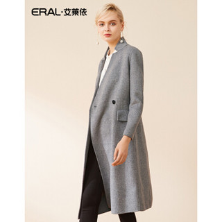 ERAL/艾莱依双面毛呢大衣女中长款2018新款外套女士 薄灰 160/M