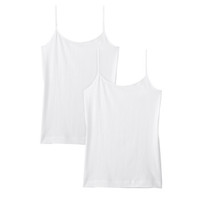 无印良品 MUJI 女式 棉混弹力 吊带衫 2件装 白色 M