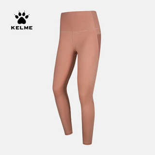 KELME/卡尔美 健身裤女弹力紧身裤高腰蜜桃臀显瘦跑步瑜伽运动裤39922007 深蓝色 XL