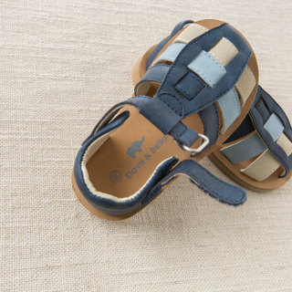 davebella戴维贝拉夏装新款男童幼童拼色皮凉鞋 儿童宝宝防滑凉鞋 深蓝色 160(鞋内长16.0cm)