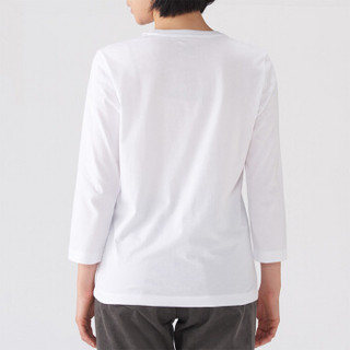 无印良品 MUJI 女式 棉 七分袖T恤 白色 M