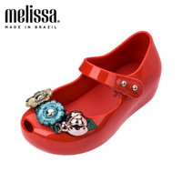 mini Melissa梅丽莎春季花朵小童鱼嘴魔术贴凉鞋32439 红色 内长14.5cm