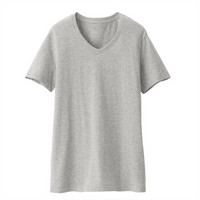 无印良品 MUJI 女式 印度棉天竺编织 V领短袖T恤 浅灰色 XS