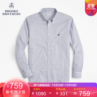 Brooks Brothers/布克兄弟男士免烫格纹牛津纺休闲衬衫1000064231 B115-蓝色 2XL