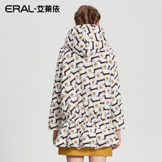 ERAL/艾莱依抽褶印花羽绒服女中长款修身显瘦甜美外套ERAL16329-FDAC 花色 170/92A/XL