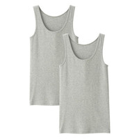 无印良品 無印良品 MUJI 女式 棉罗纹 背心 2件装 灰色 XL