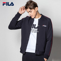 FILA 斐乐官方 男子针织外套 2019秋季新款立领LOGO针织上衣 传奇蓝-NV 185/104A/XXL