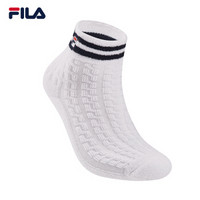 FILA 斐乐官方 W系列女袜运动休闲袜简约条纹短袜舒适中腰袜 标准白-WT XS
