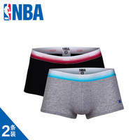 NBA 男士平角裤 两条装 麻灰/黑色 运动内裤 短裤 透气吸汗 WLTJS065 麻灰/黑色 M