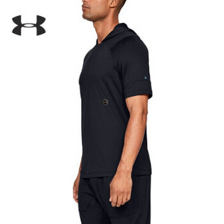 安德玛官方UA RUSH男子运动短袖连帽T恤Under Armour1328700 黑色001 XL