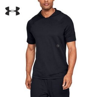 安德玛官方UA RUSH男子运动短袖连帽T恤Under Armour1328700 黑色001 XL