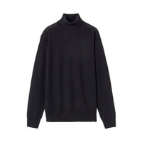 無印良品 無印良品 MUJI 男式 减轻颈部刺痛感 天竺编织高领毛衣 黑色 M