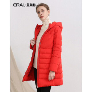 11京东预售】艾莱依2018秋冬新品女装连帽轻薄中长款羽绒服女外套 正