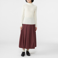 無印良品 MUJI 無印良品 女式 未造成颈部刺痛感 罗纹 高领毛衣 米白色 XL