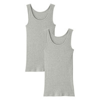 无印良品 無印良品 MUJI 女式 棉粗罗纹 背心 2件装 灰色 M
