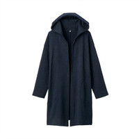 无印良品 無印良品 MUJI 女式 针织抓绒 带风帽大衣 深海军蓝 XS-S