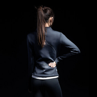 MSGD女子春季运动保暖显瘦健身跑步外套立领修身防风夹克外套上衣 Shadow Black 魅影黑 L(现货开售 顺丰)