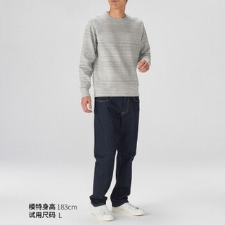 无印良品 MUJI 男式 棉混双层编织 不易沾水运动衫 灰色 L