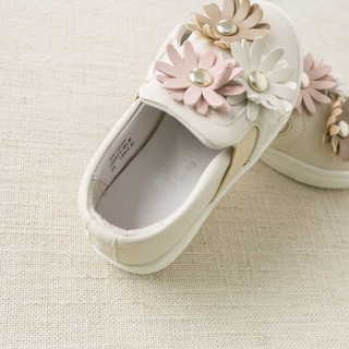 davebella戴维贝拉秋冬新款女童儿童鞋子 幼儿女宝宝休闲板鞋 米白色 160(鞋内长16.0cm)