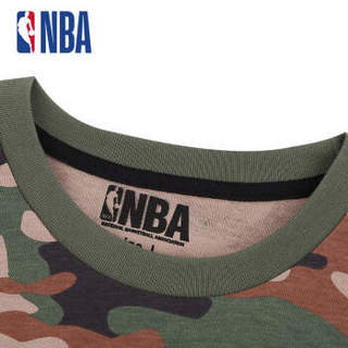 NBA潮流服饰 logo 夏季新款运动休闲短袖圆领T恤 情侣款MK0667AA 绿色 S