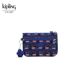Kipling凯浦林女包新款K70716长款休闲印花零钱包 粉色猴子丛林印花
