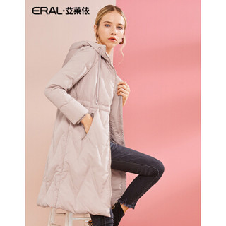 ERAL/艾莱依羽绒服女中长款2018秋冬新款韩版收腰外套 藕粉色 155/80A/S