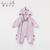 davebella戴维贝拉春季新品新生儿衣服 男女童卡通连体衣婴儿爬服 浅紫色 90cm（3Y(建议身高85-95cm））