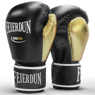 飞尔顿（FEIERDUN）拳击手套沙袋专用成人儿童散打健身训练送绷带缠手 黑金款