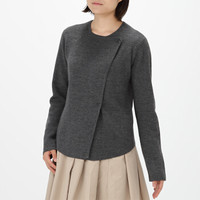 無印良品 MUJI 無印良品 Labo 女式 羊毛高针距 夹克 灰色 M