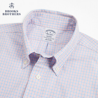 Brooks Brothers/布克兄弟男士格纹泡泡纱短袖衬衫1000063976 B650-粉色 M