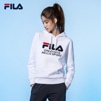 FILA 斐乐官方 女子连帽卫衣 2019秋季新款LOGO连帽套头衫女上装 标准白-AWT 165/84A/M