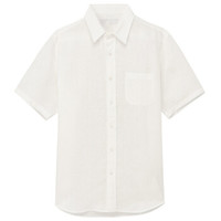 無印良品 MUJI 無印良品 男式 亚麻水洗 短袖衬衫 白色 M