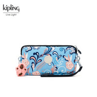 Kipling凯浦林官网女包新款K70109钱包时尚手拿包印花小包 蓝底多彩花卉印花