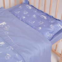 棉花堂婴儿床上用品纯棉被罩宝宝秋冬幼儿园儿童三件套床单枕头套 森系小精灵 150*120cm
