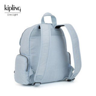 Kipling女款帆布轻便双肩背时尚休闲翻盖前袋书包双肩包|MATTA 柔光蓝