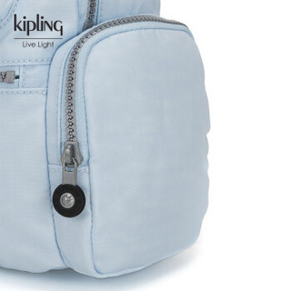 Kipling女款帆布轻便双肩背时尚休闲翻盖前袋书包双肩包|MATTA 柔光蓝