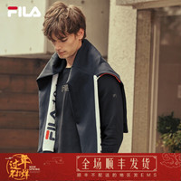 FILA 斐乐官方 男子卫衣 2019冬季新款运动休闲套头衫男刺绣上衣 正黑色-BK 175/96A/L